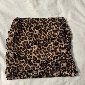 Cheetah Mesh Ruched Pencil Women's Skirt
